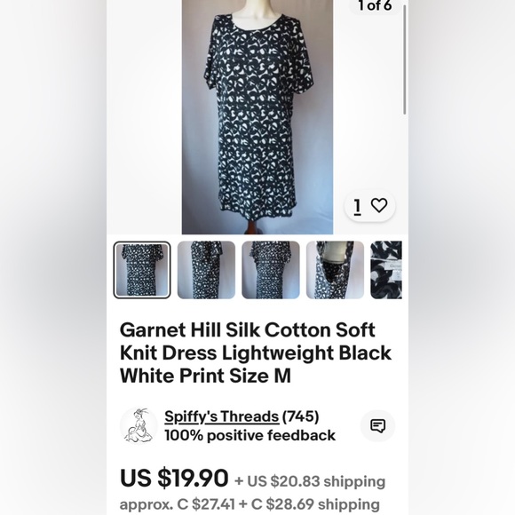 Garnet Hill silk/cotton lightweight knee length dress! Abstract print! Size Med - Picture 7 of 15